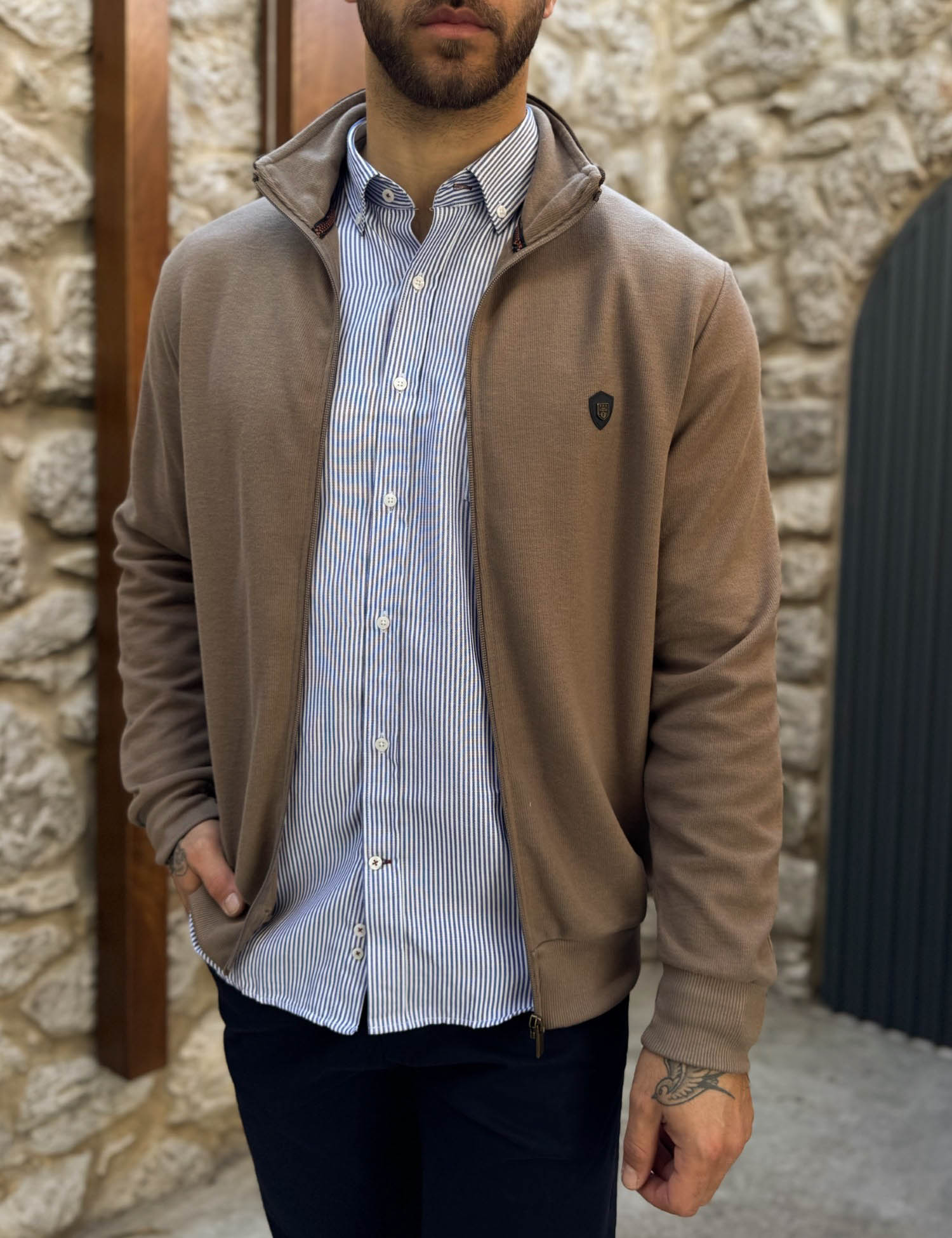 Everbest Everbest ανδρική Plus Size πούρο ζακέτα με ριπ ύφασμα 261038P